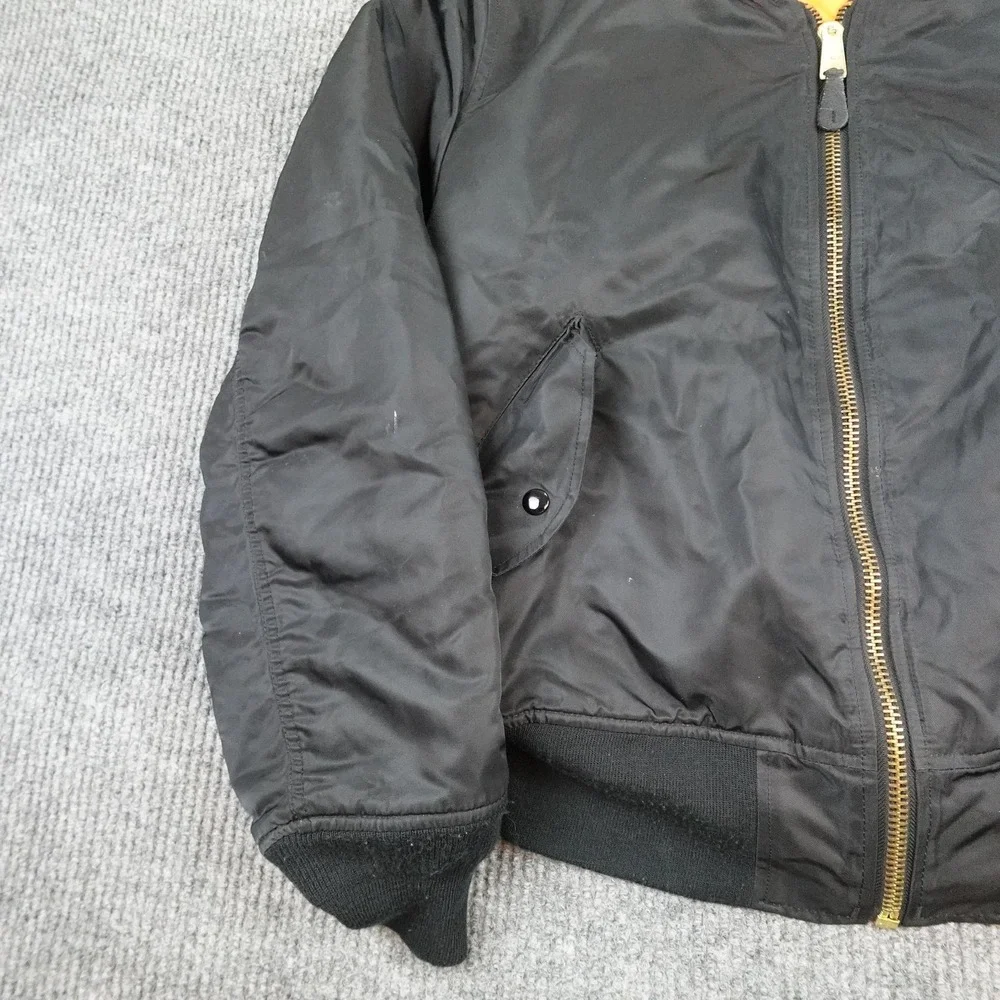 Vintage Alpha Industries MA-1 Jacket Mens Large Black Bomber Flight USA